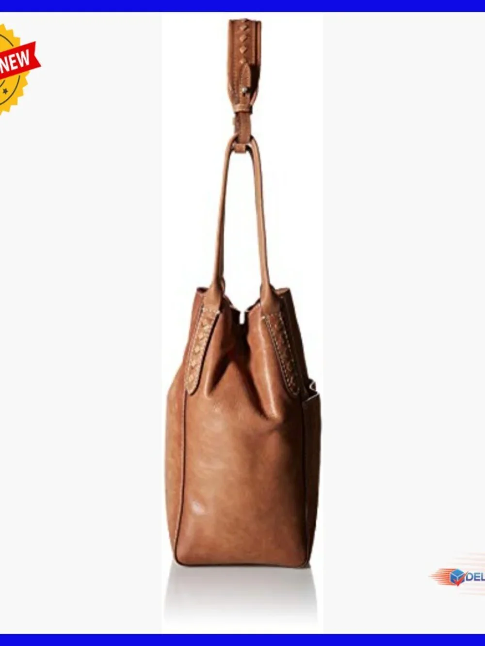 Leather Hobo Bag with Adjustable Strap, 4 Pockets, Magnetic Closure